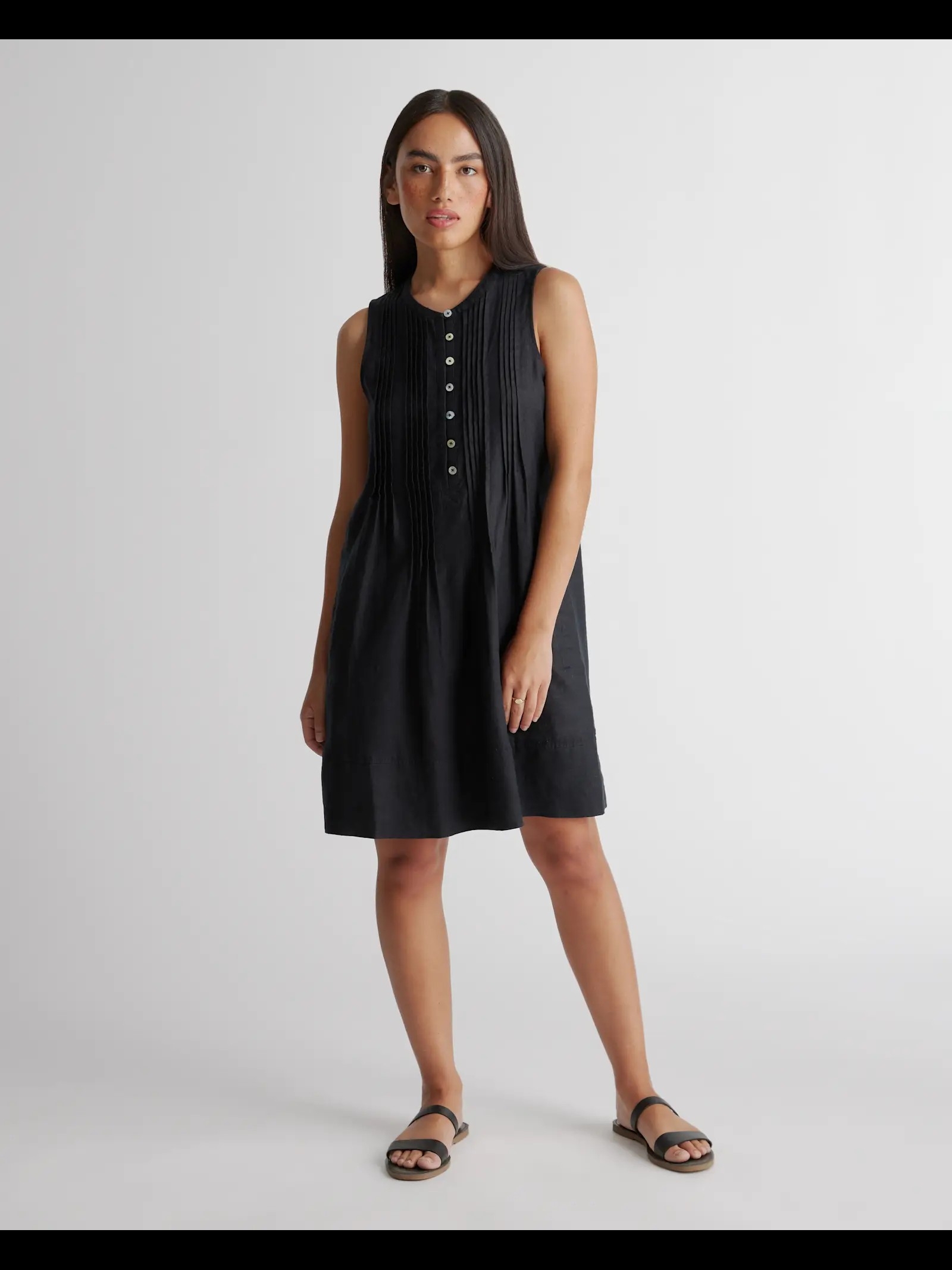 Quince 100% European Linen Sleeveless Swing Dress